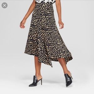 Who What Wear Leopard Print Asymetric Midi Skirt